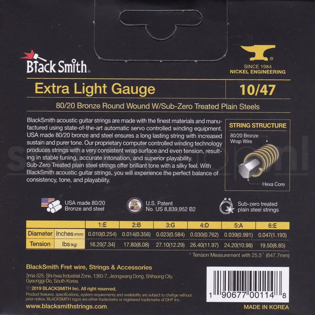 Blacksmith BR-1047 Snaren Akoestische Gitaar - Extra Light - Brons