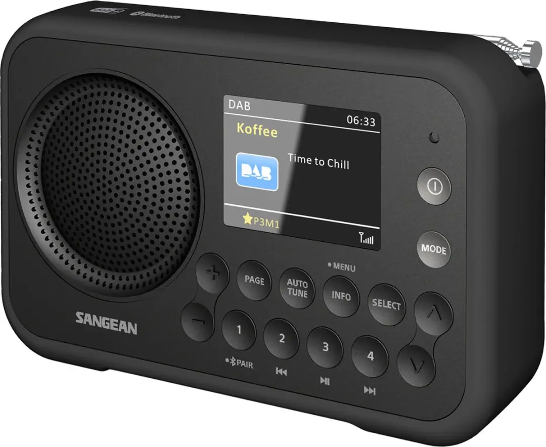 Sangean DPR-76BT Zakradio DAB+, VHF (FM) AUX, Bluetooth Toetsvergrendeling Grijs