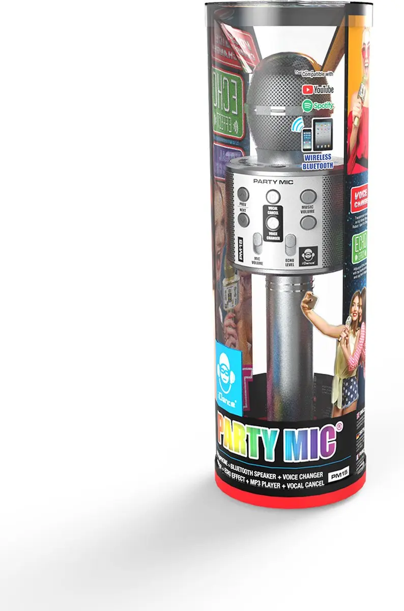 iDance PARTY MIC PM15SL Karaokemicrofoon - Zilver