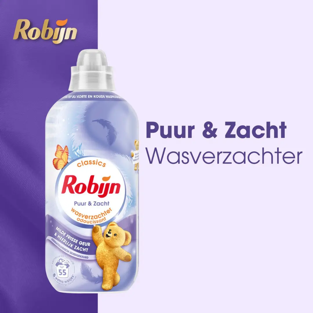 Robijn Puur & Zacht Wasverzachter 1,1L - 55 Wasbeurten
