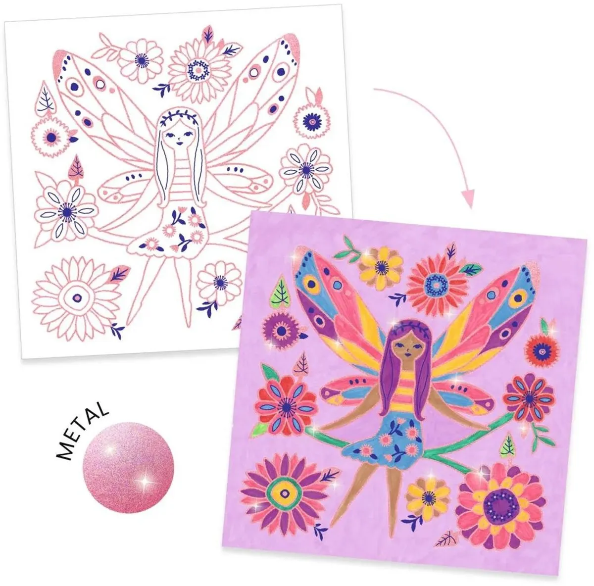 Djeco Kleine Vleugels Kleurplaten - Multicolor - 4 Stuks - afbeelding 4 van 5