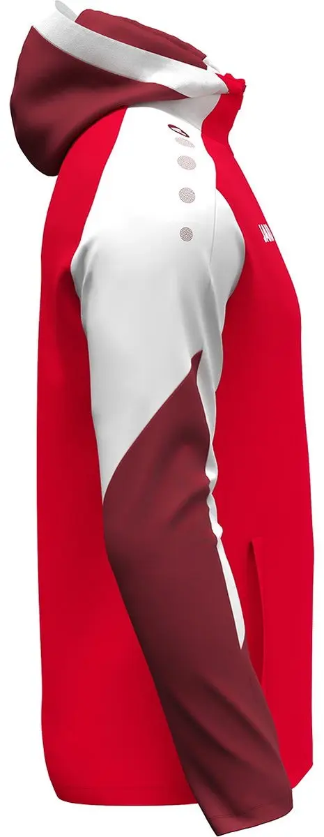 JAKO Dynamic Jas Met Kap Kinderen 164 - Rood/Wit/Donkerrood