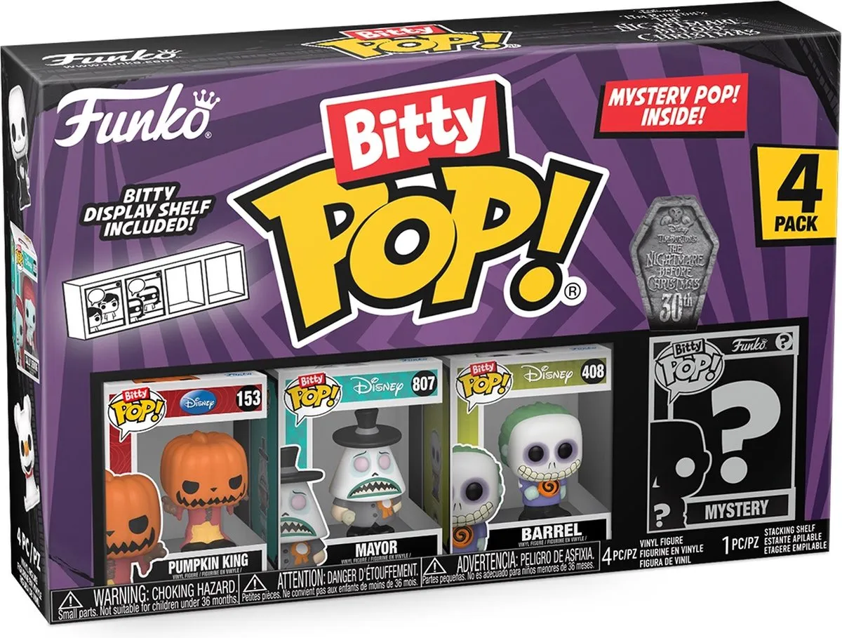Funko The Nightmare Before Christmas Bitty Pop! 4 Pack - Mayor/Barrel/Pumpkin King/Mystery