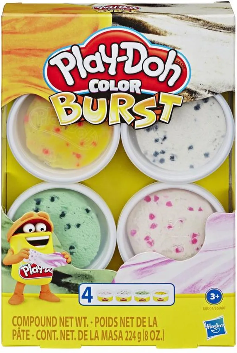 Hasbro Play-Doh Kleur Explosie 4-Pack - Rood/Blauw/ Groen/ Oranje - afbeelding 6 van 6