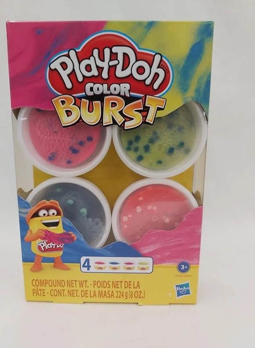 Hasbro Play-Doh Kleur Explosie 4-Pack - Rood/Blauw/ Groen/ Oranje