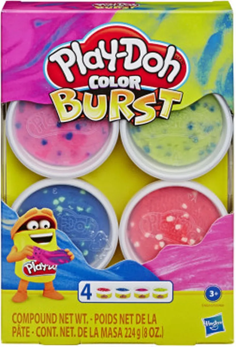 Hasbro Play-Doh Kleur Explosie 4-Pack - Rood/Blauw/ Groen/ Oranje