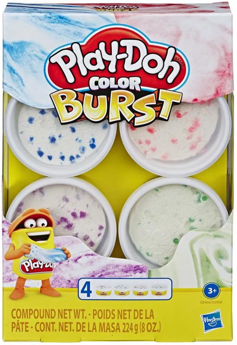 Hasbro Play-Doh Kleur Explosie 4-Pack - Rood/Blauw/ Groen/ Oranje