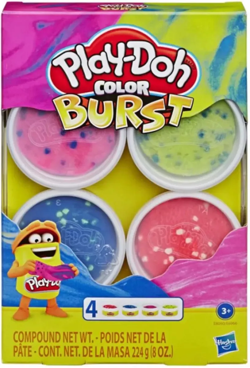 Hasbro Play-Doh Kleur Explosie 4-Pack - Rood/Blauw/ Groen/ Oranje