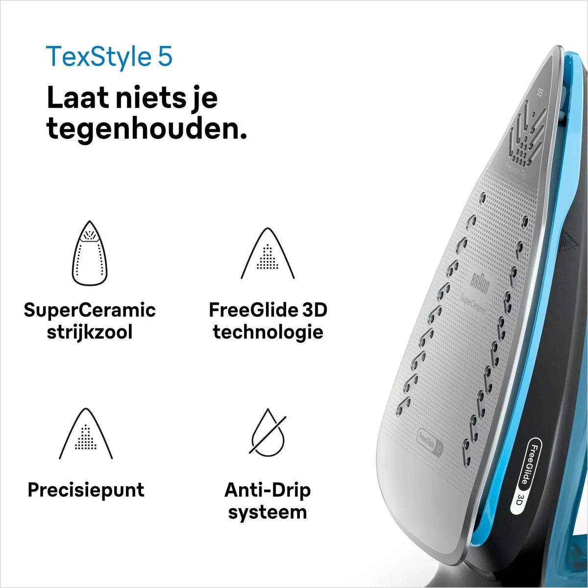 Braun TexStyle 5 SI5256BL Stoomstrijkijzer - 2500W - 300ml - Blauw - afbeelding 6 van 6