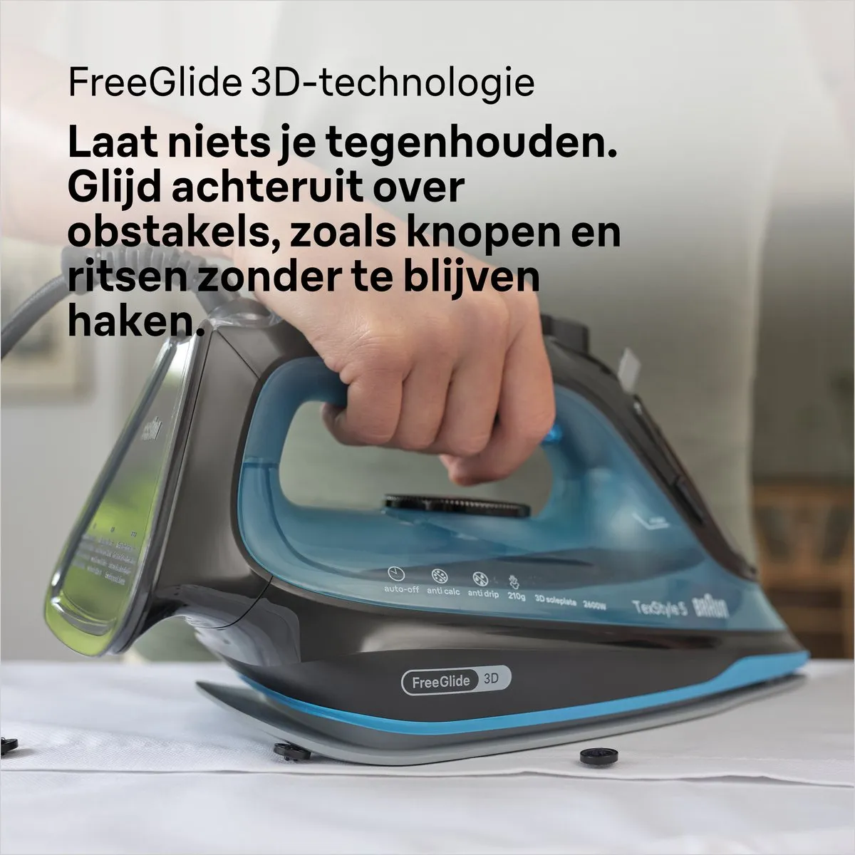 Braun TexStyle 5 SI5256BL - Stoomstrijkijzer - Glijdt Moeiteloos Achteruit - Zelfreinigend - Blauw