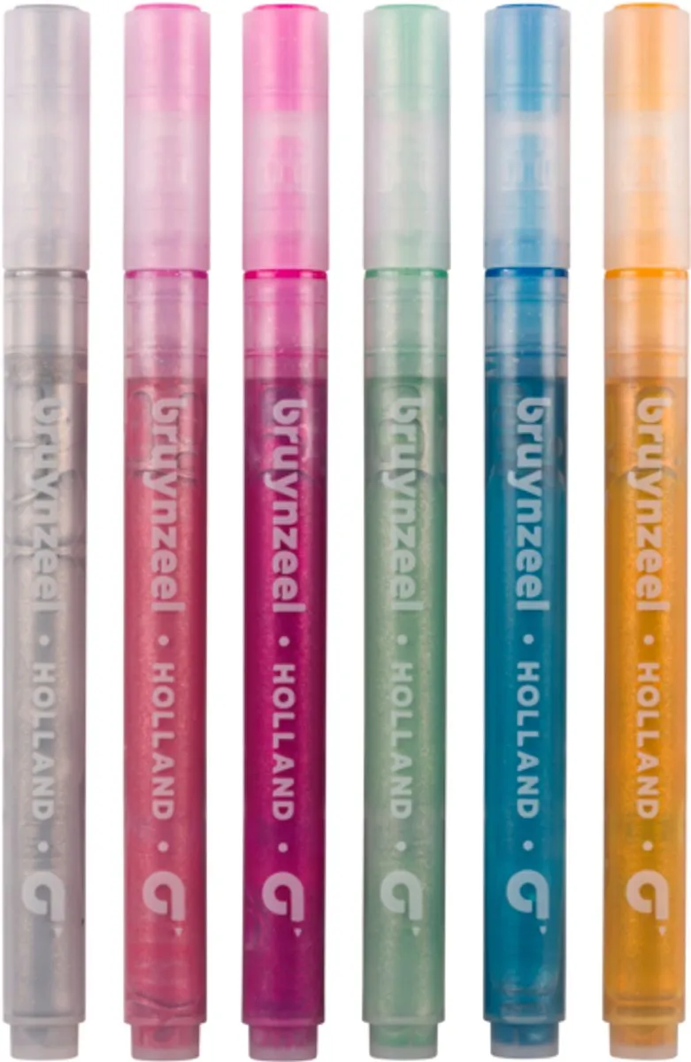 BRUYNZEEL Glitter Viltstiftenset Pastel - 6 Stuks