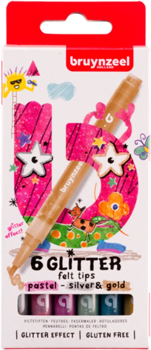 BRUYNZEEL Glitter Viltstiftenset Pastel