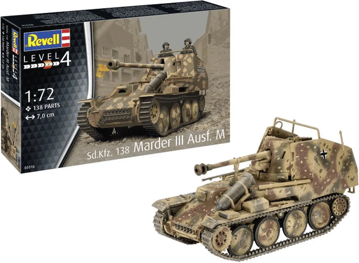 Revell 03316 Sd.Kfz. 138 Marder III Ausf. M Modelbouwpakket - 1:72 - Multi