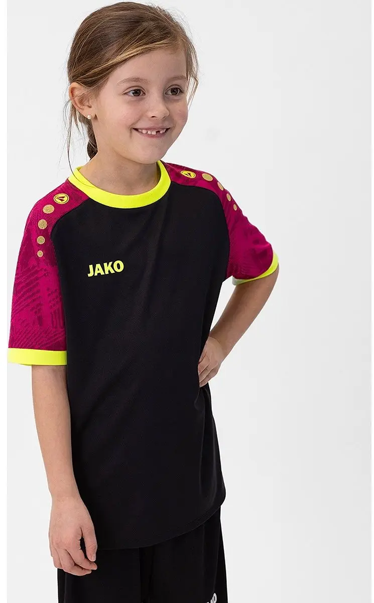 Jako Iconic Shirt Korte Mouw Kinderen 152 - Zwart/Pink/Fluogeel