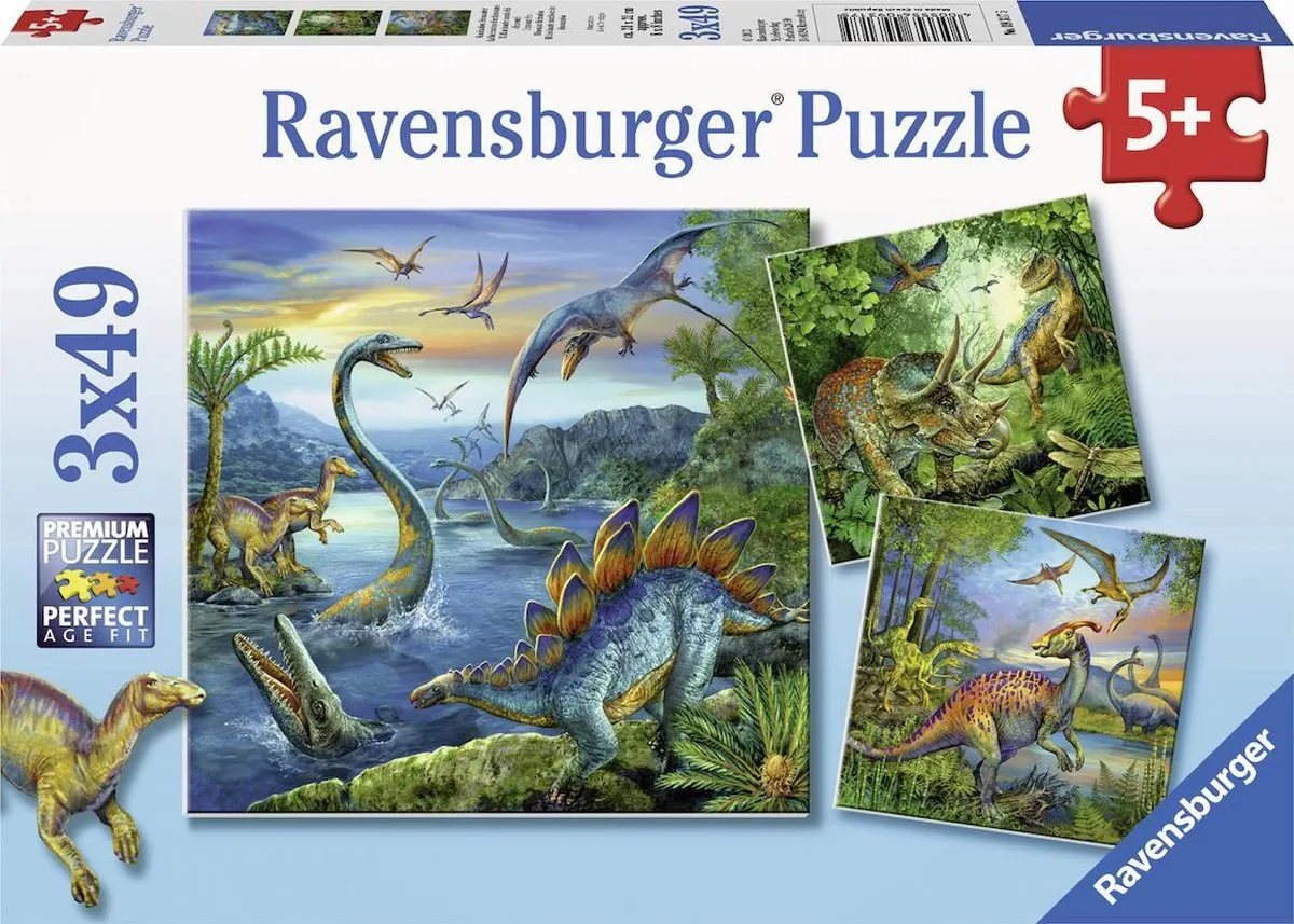Ravensburger Dinosauriërs 3x49 Puzzels - Multicolor