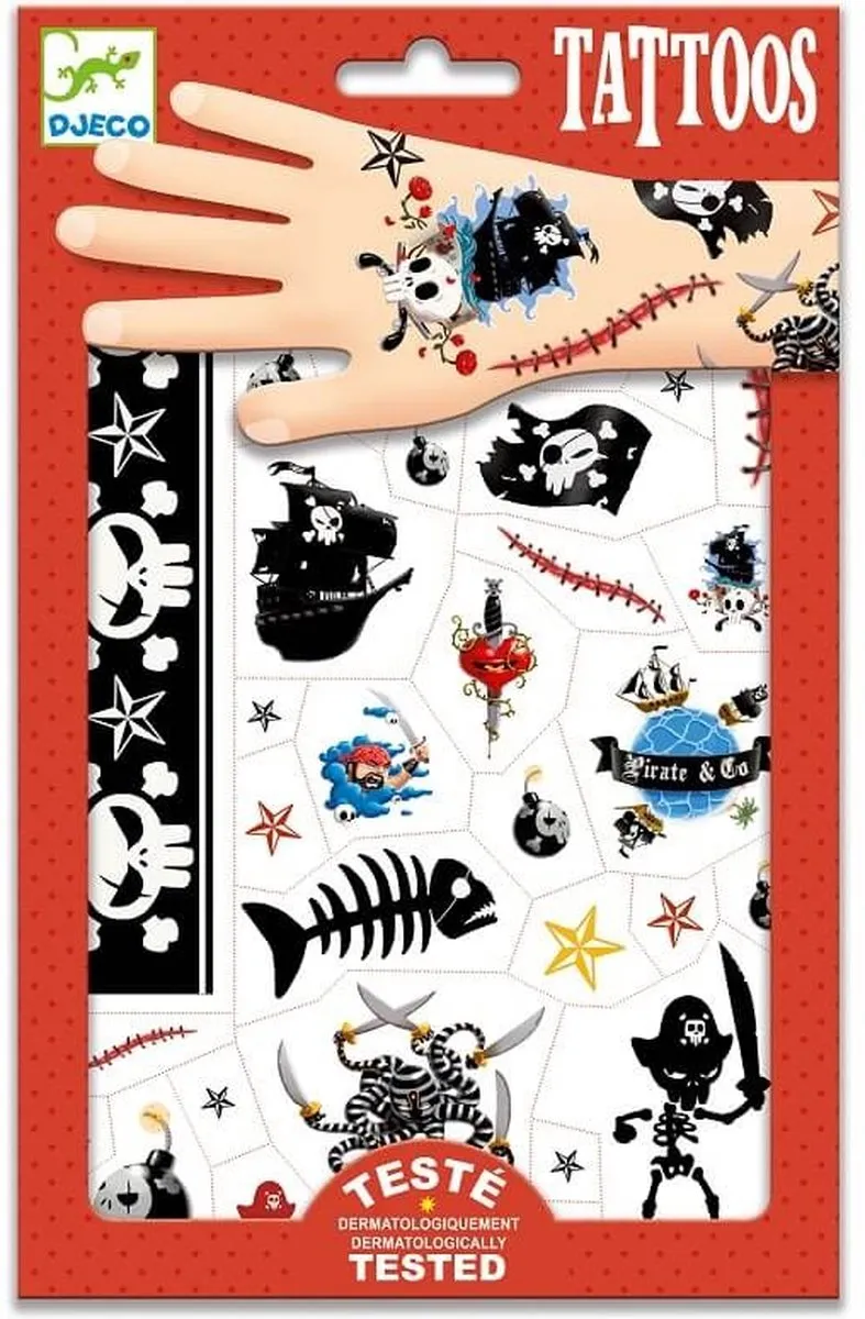 Djeco Huidvriendelijke Tattoos Pirates - 50 Stuks