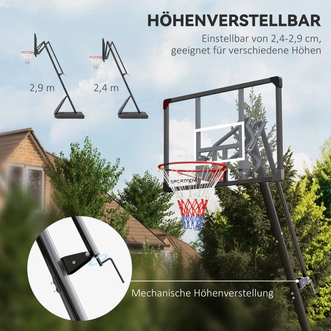 SPORTNOW Basketballstandaard PC PE-111L - Zwart - afbeelding 6 van 6