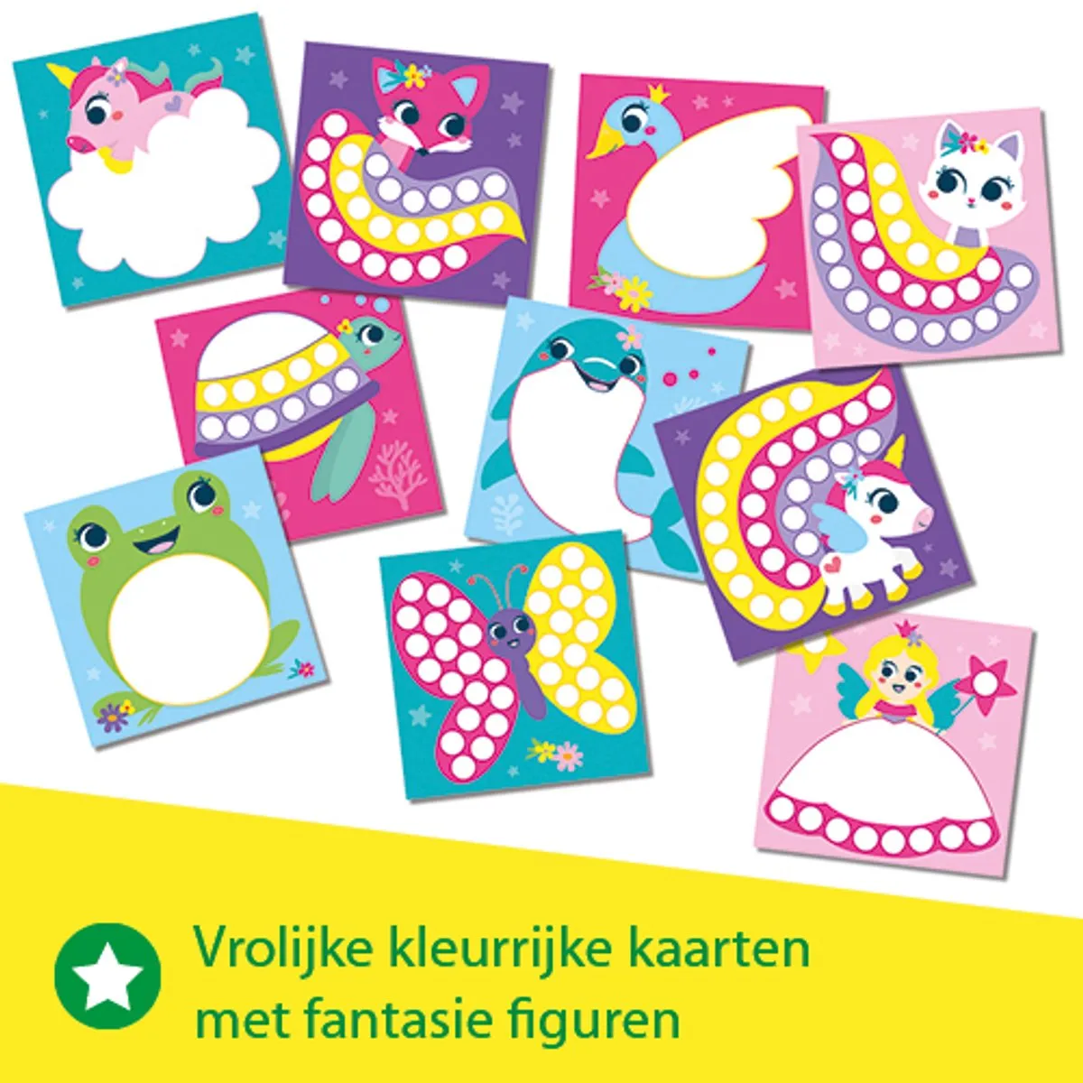 SES Creative My First Stippen met Vingerverf Fantasie Figuren - Unicorn - 10 Kaarten