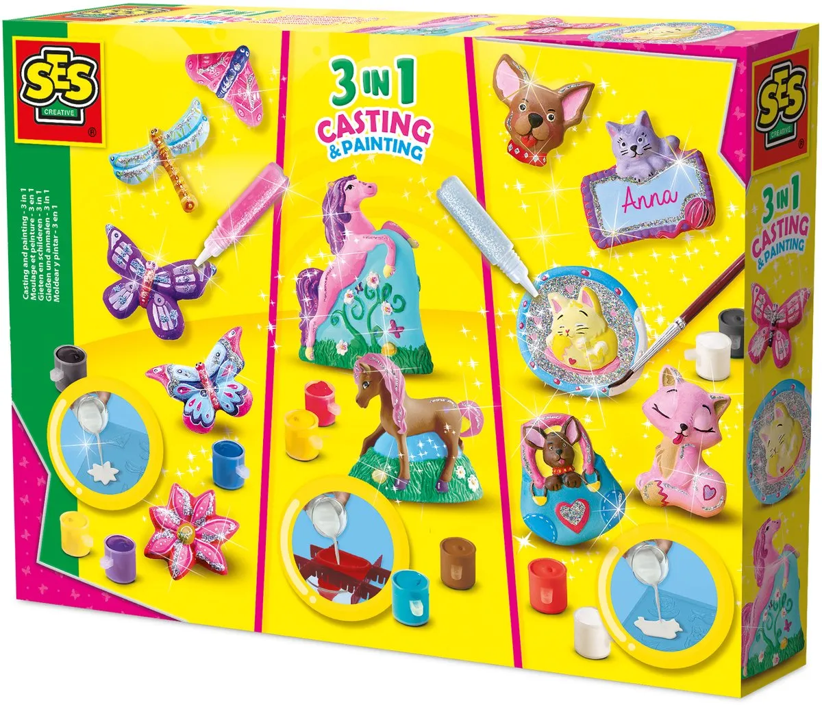 SES Creative Hobby Pink Gieten & Schilderen 3-in-1 - 18 Stuks