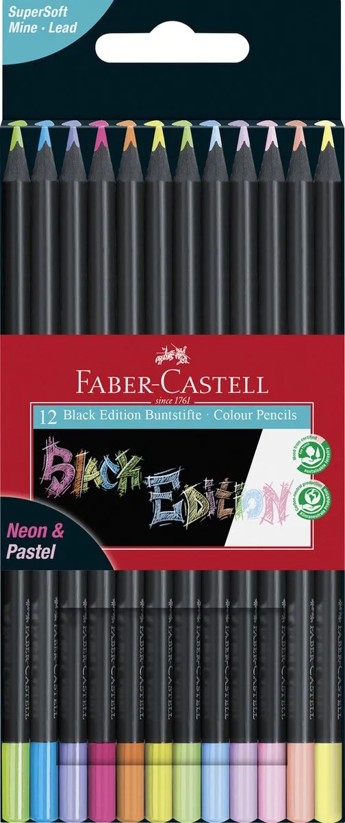 Faber-Castell FC-116410 Kleurpotloden Black Edition - 12 Stuks