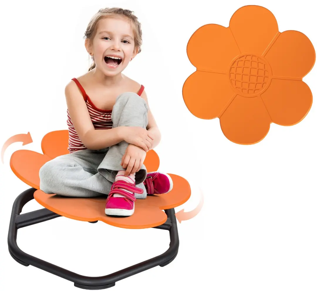 AIYAPLAY Draaistoel voor Kinderen Kunststof, Staal 55L x 55B x 26H cm Oranje