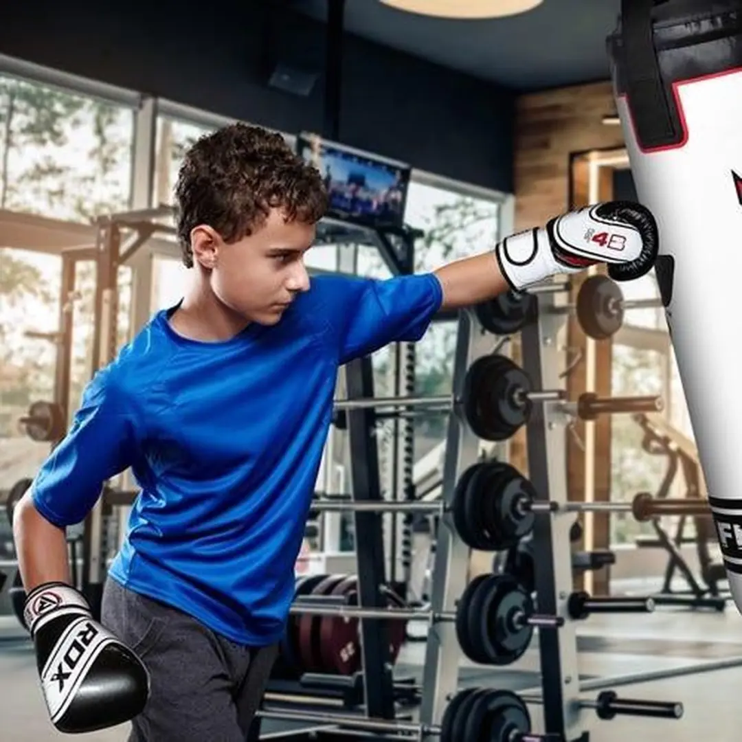 RDX 4B Robo Bokshandschoenen Kinderen 4 oz - Zwart/Wit - afbeelding 4 van 5