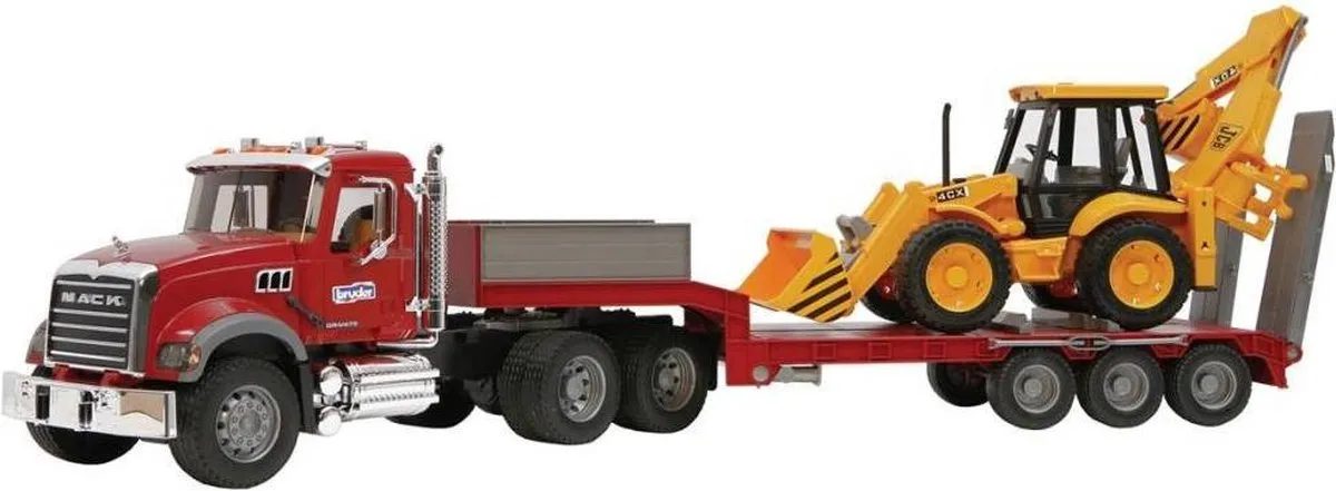 Bruder Mack Granite Dieplader met Graafmachine 02813 - Multikleur