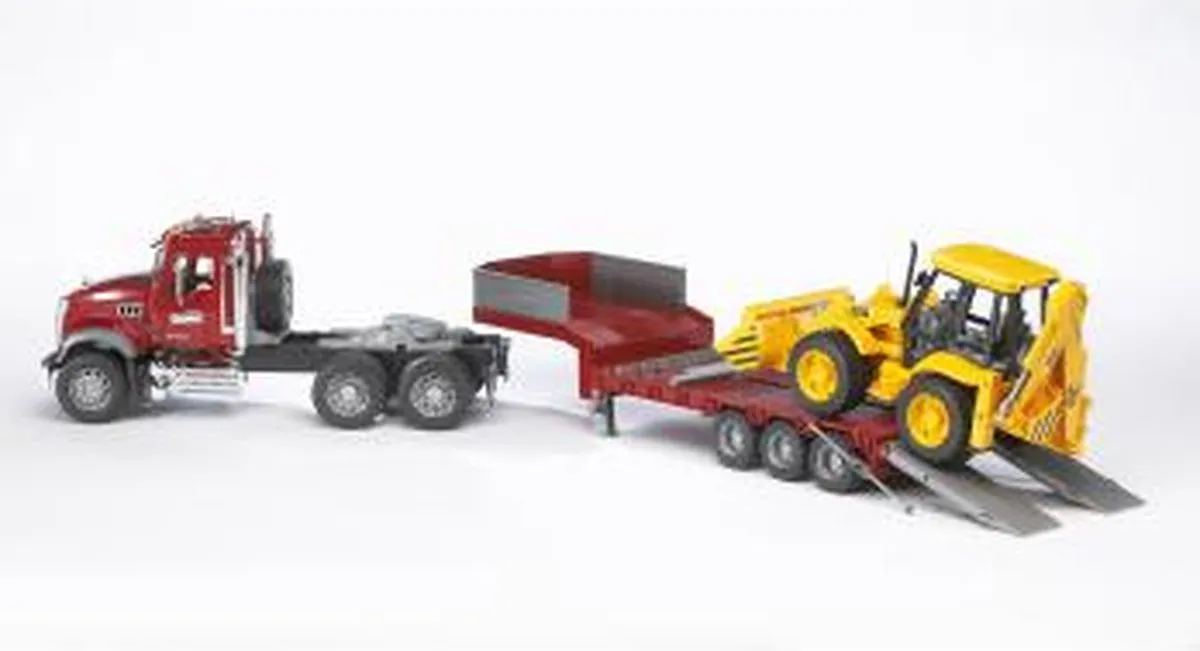 Bruder Mack Granite Dieplader met Graafmachine 02813 - Multikleur