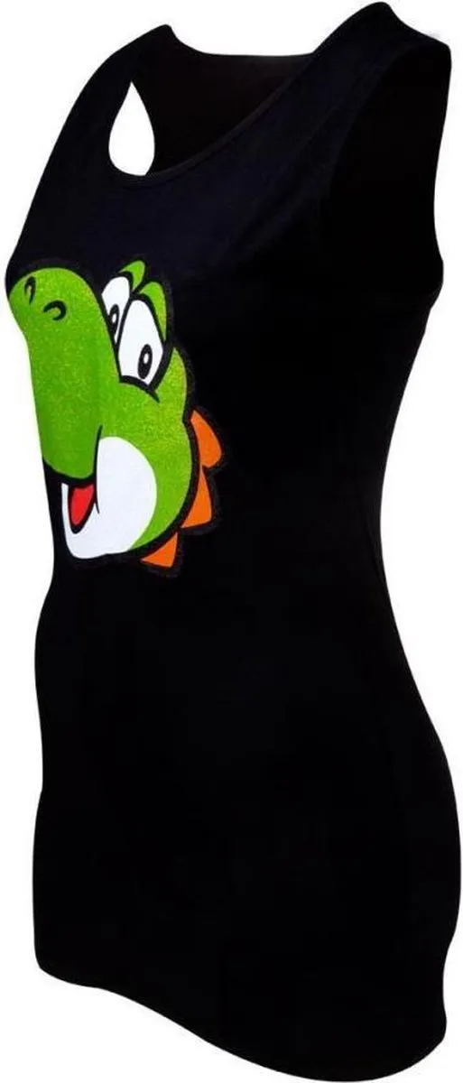 Nintendo Super Mario Tanktop Yoshi Glitter Zwart - S