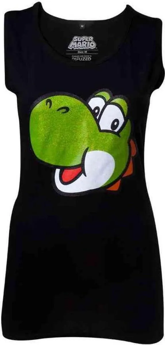 Nintendo Super Mario Tanktop Yoshi Glitter Zwart