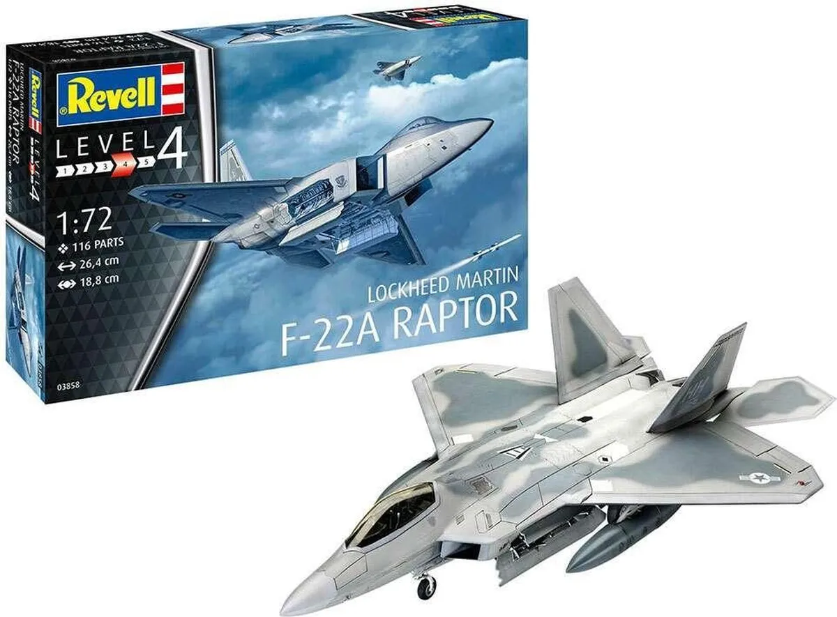 Revell 03858 F-22A Raptor Jet Fighter - 1:72 - 116 Onderdelen - Multi