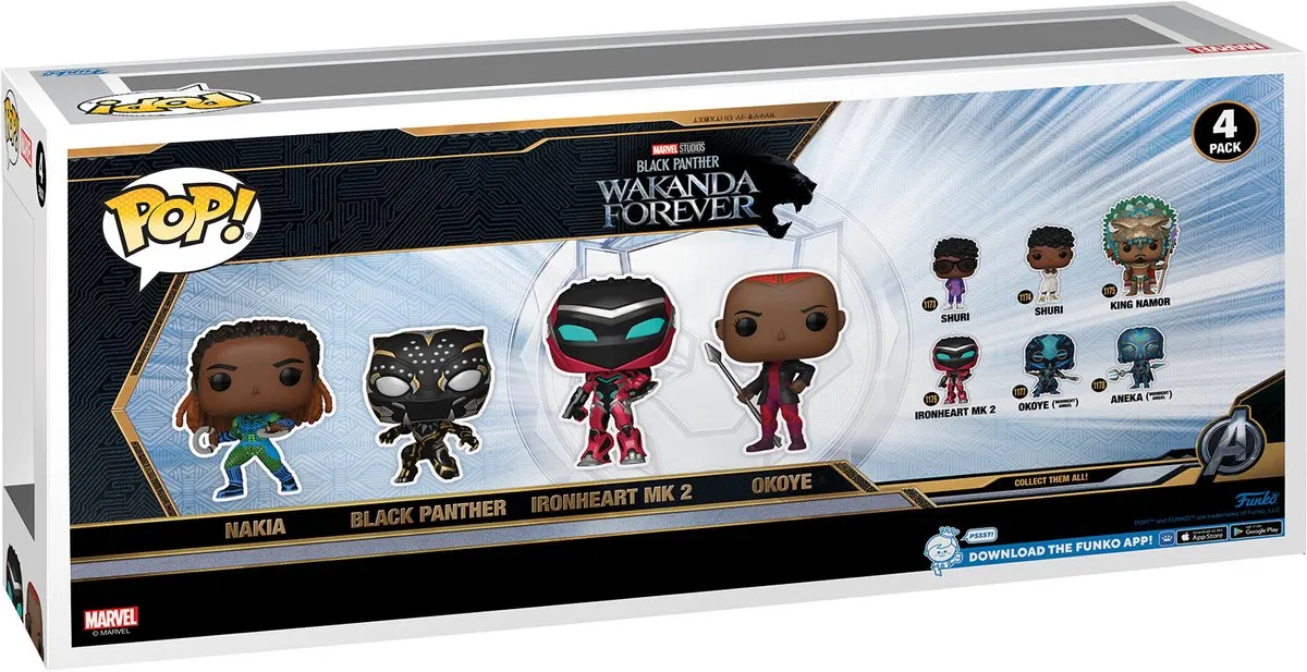 Funko Marvel Black Panther Wakanda Forever 4-Pack - Glow in the Dark - Multi - afbeelding 4 van 6