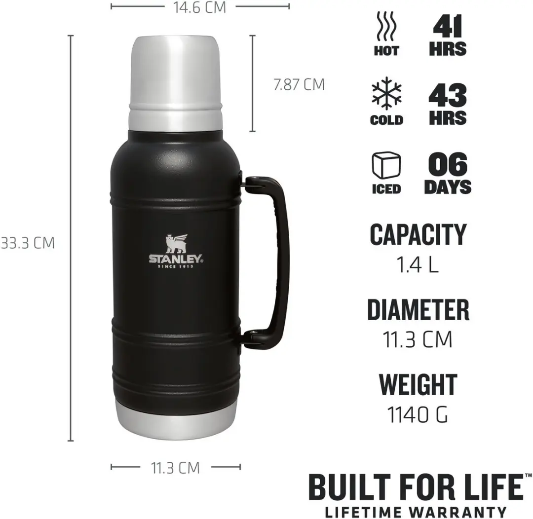 Stanley Artisan Thermal Bottle 1,4L - Matte Black Pebble - afbeelding 5 van 6