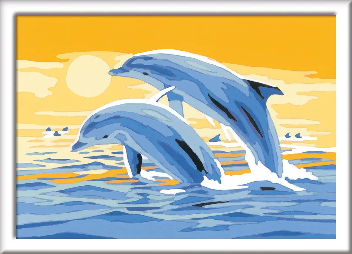 Ravensburger CreArt Delightful Dolphins Schilderen op nummer - 15 Kleuren - Multicolor