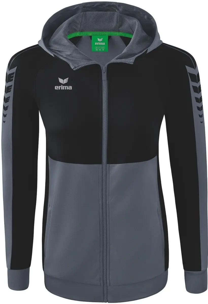 Erima Six Wings Trainingsjack Dames 40 - Zwart/Grijs