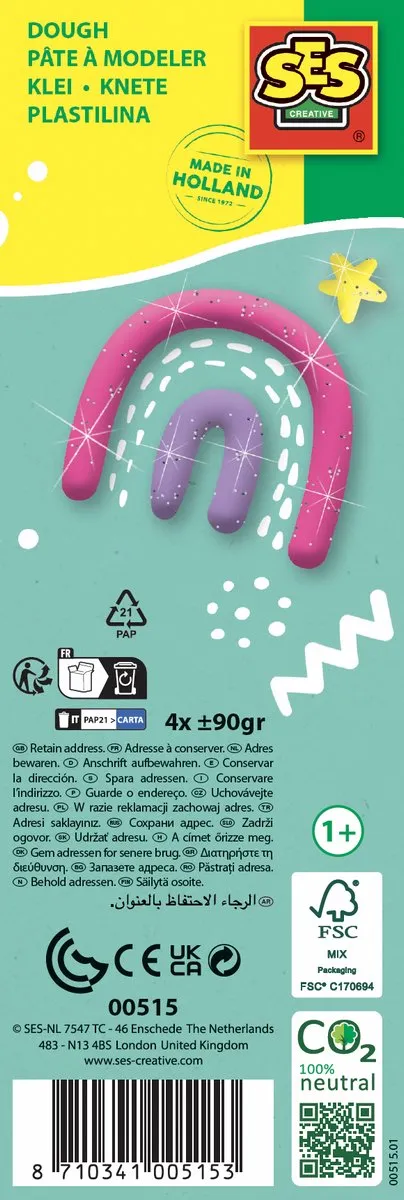 SES Creative Feel Good Klei Sparkle - 4x90g - Vegan & Glutenvrij - afbeelding 6 van 6