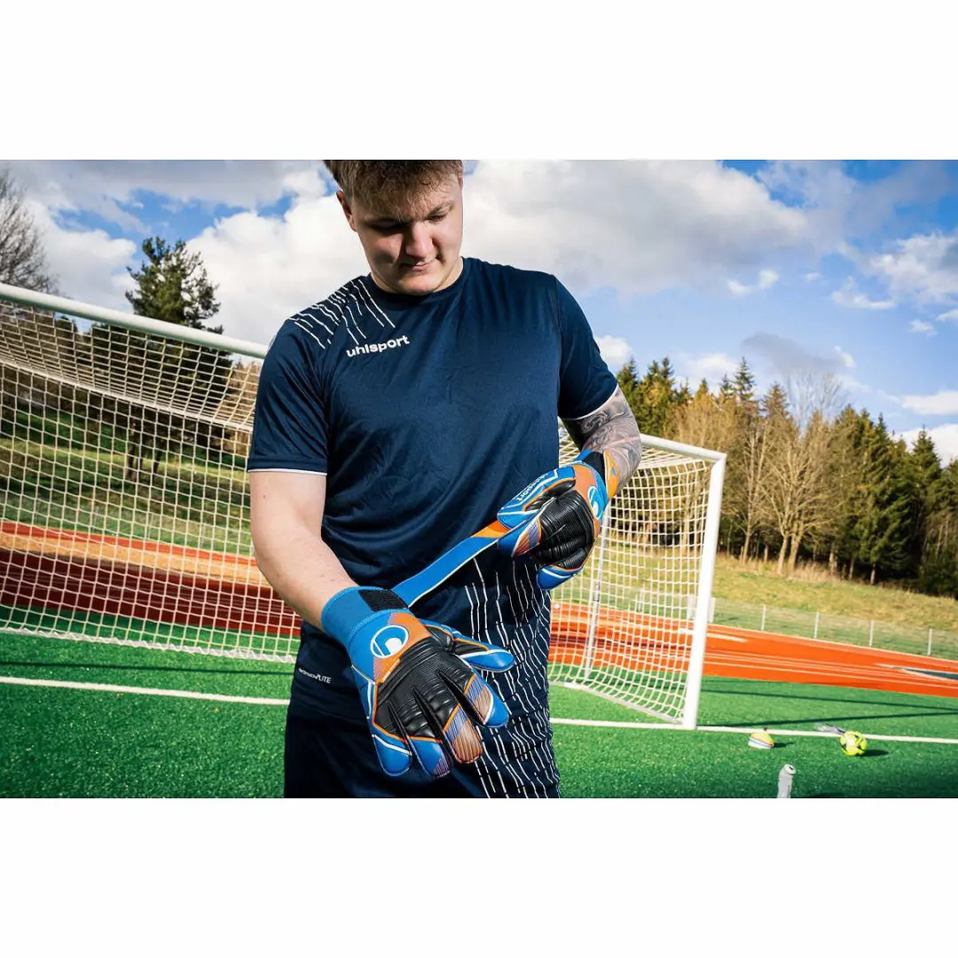 Uhlsport Soft Pro Keepershandschoenen 8 - Royal/Fluo Oranje/Wit - afbeelding 2 van 6