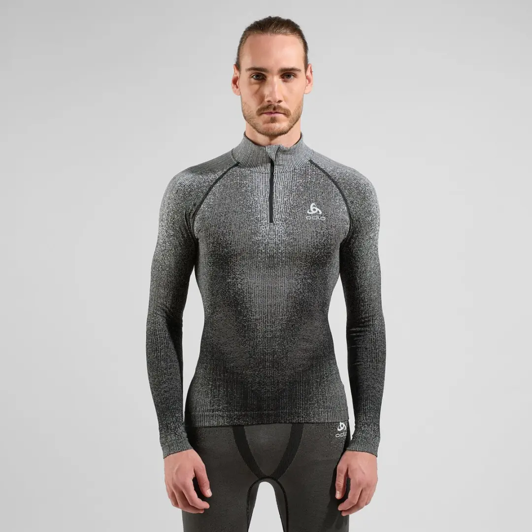 ODLO Blackcomb Eco Half Zip Turtle Neck Base Layer Heren - L - Zwart