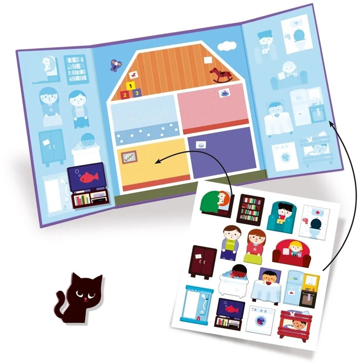 Djeco Huizen Stickers - 15 Stuks Multicolor - afbeelding 3 van 3