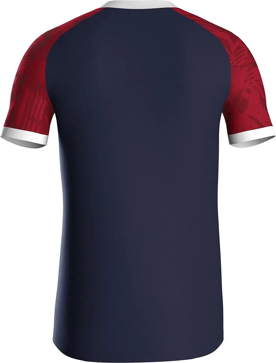 Jako Iconic Shirt Heren Korte Mouw - Navy/Chilirood 3XL