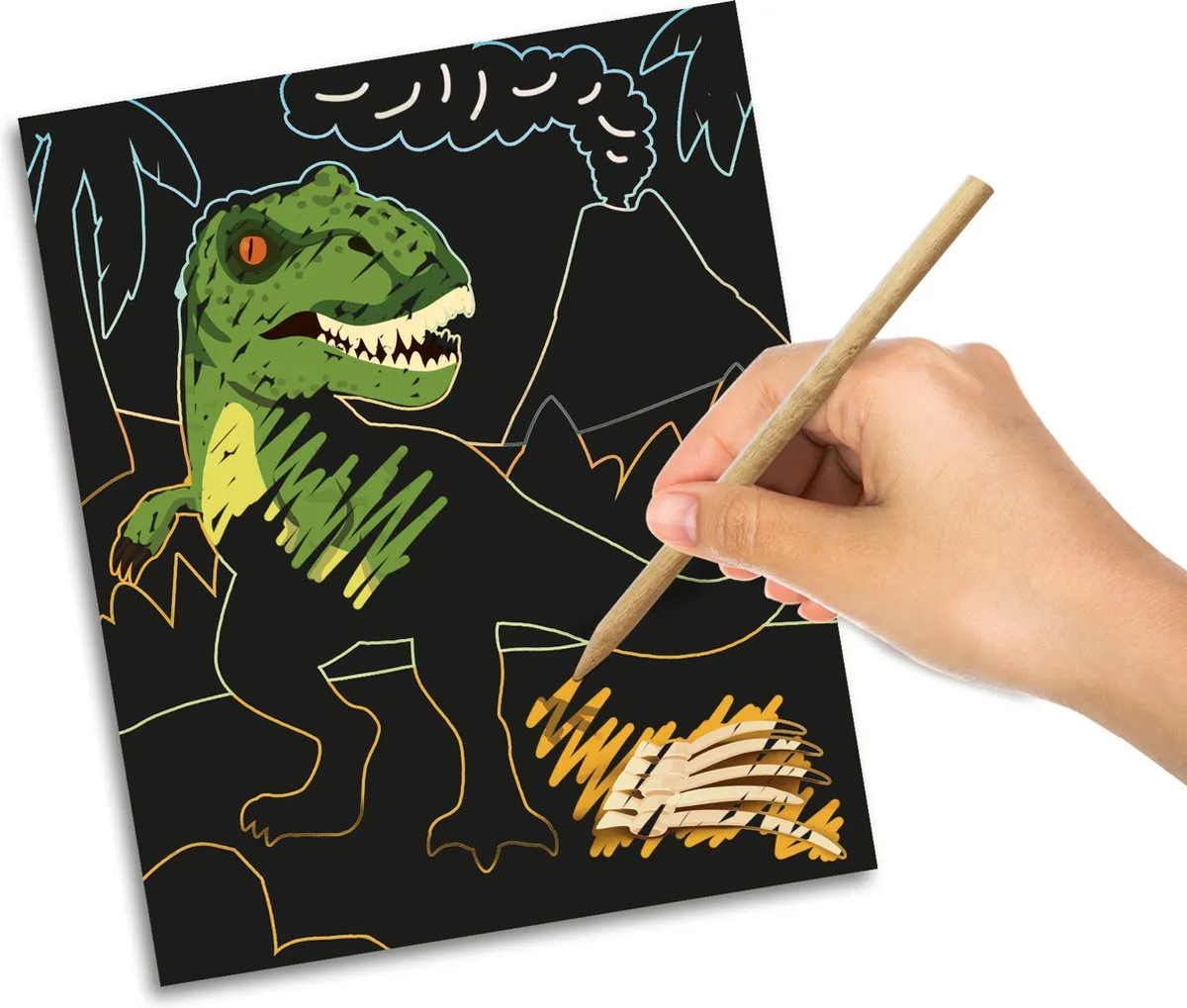 SES Creative Glow in the Dark Dinos Scratchkaarten - 6 Stuks