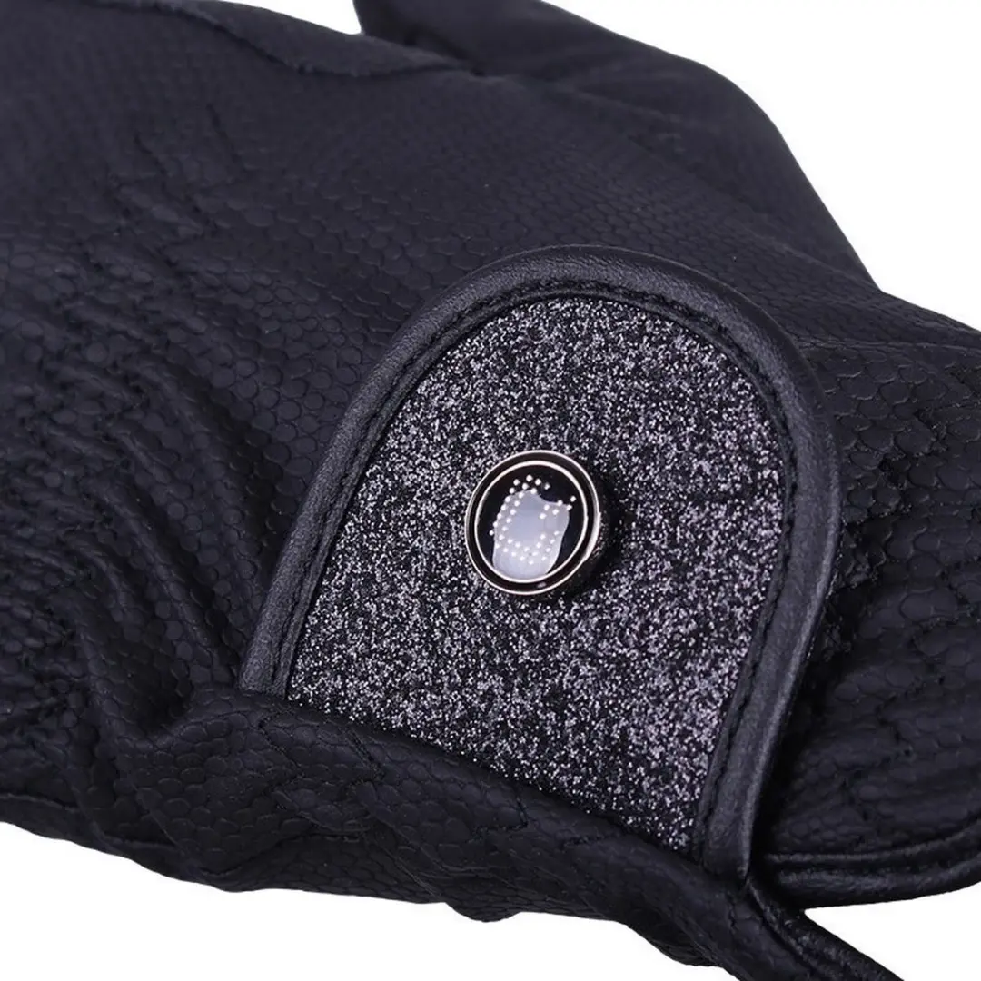 QHP Glitz Rijhandschoenen M - Zwart