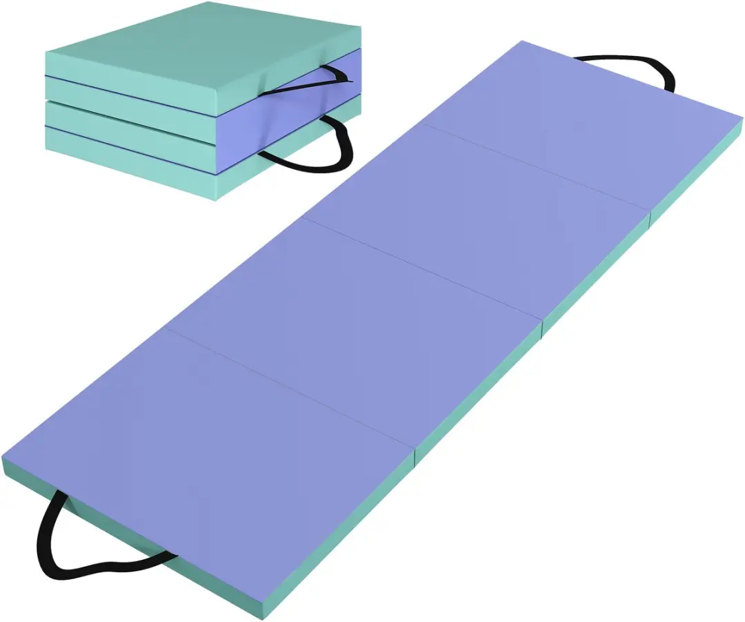 SPORTNOW Gymnastiekmat-Kunststof, EPE-schuim-180L x 60B x 5H cm-Groen+Paars