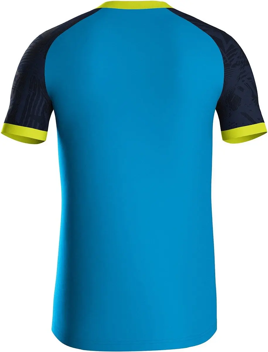 JAKO Iconic Shirt Heren Korte Mouw - XL - Blauw/Marine/Fluogeel