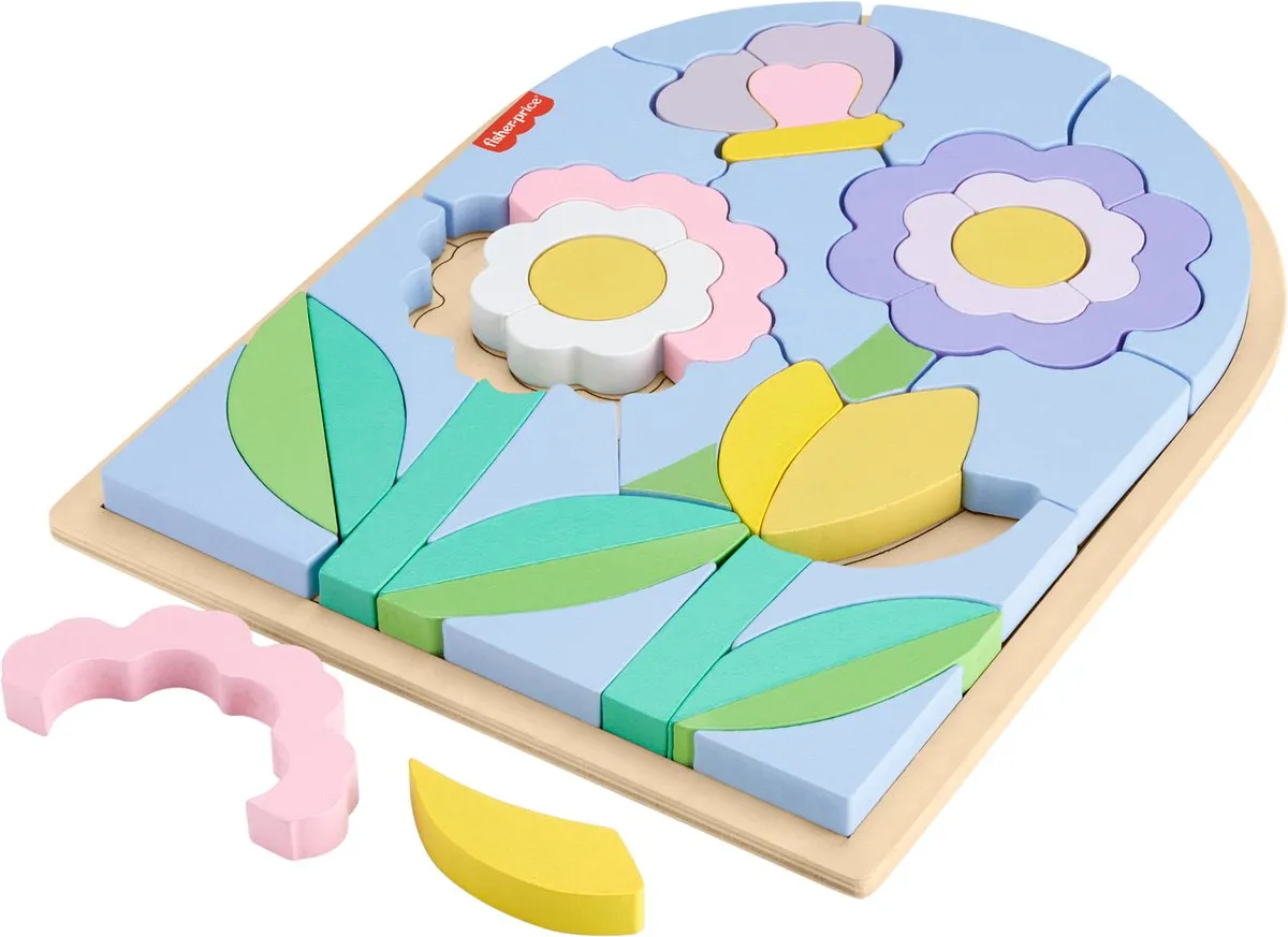 Fisher-Price Houten Bloemenpuzzelblokken HXT97 - 37 Stuks