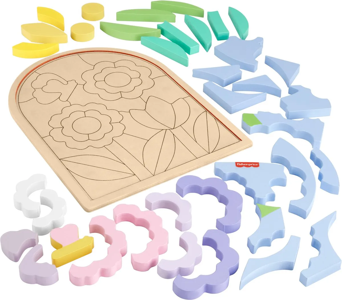 Fisher-Price Houten Bloemenpuzzelblokken HXT97 - 37 Stuks