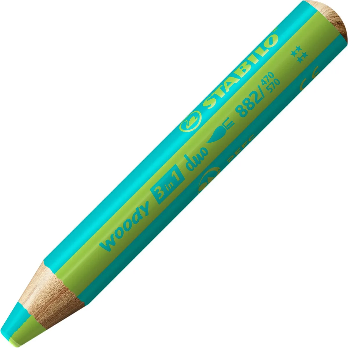 STABILO Woody 3-in-1 Duo - Turkoois/Lichtgroen - 5 Stuks