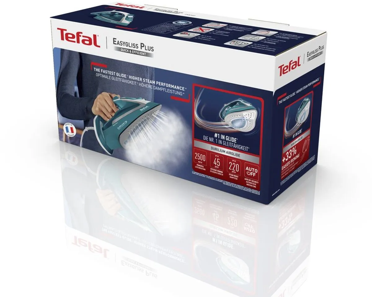 Tefal EasyGliss Plus FV5737 Stoomstrijkijzer - 2500W - Turquoise/Zilverkleurig - afbeelding 6 van 6