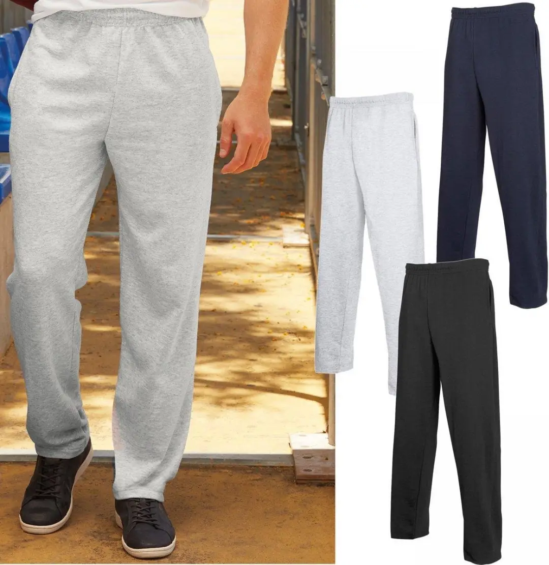 3-Pack Fruit of the Loom Joggingbroek (met rechte Pijp) Zwart-Grijs-Blauw Maat M