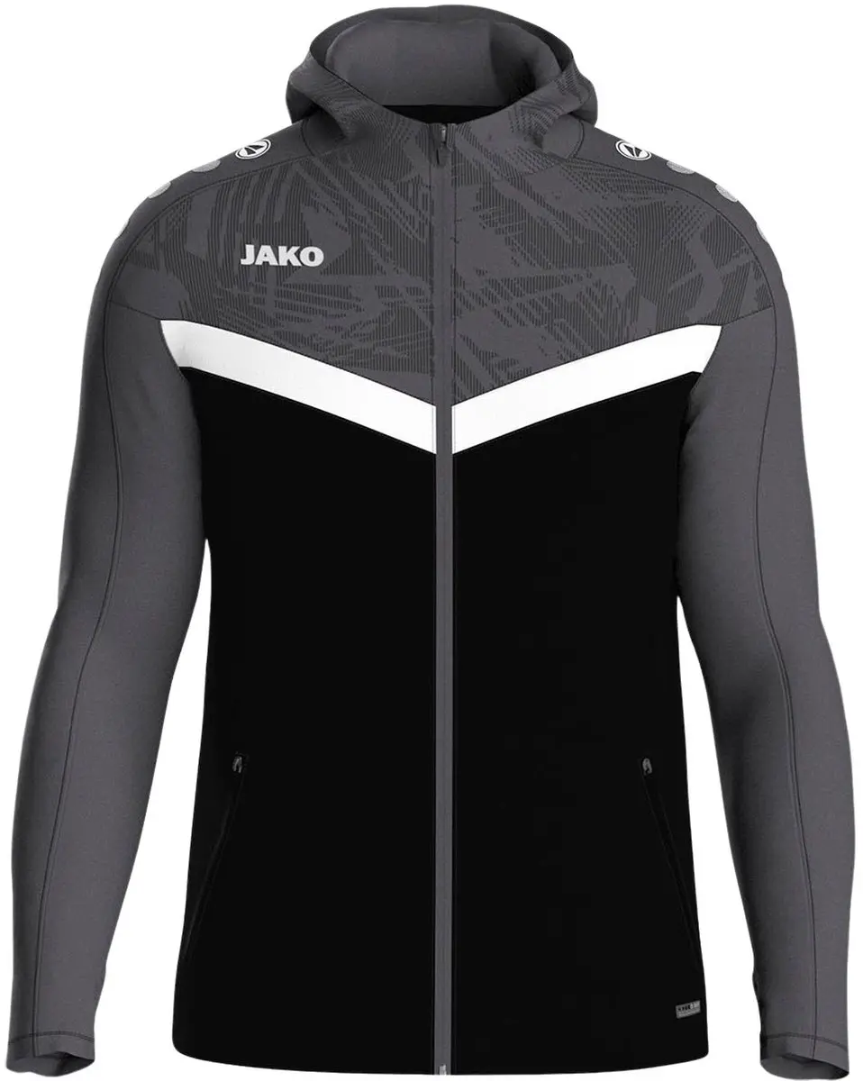 Jako Iconic Trainingsjas Junior 152 - Zwart/Dark Grijs/Wit